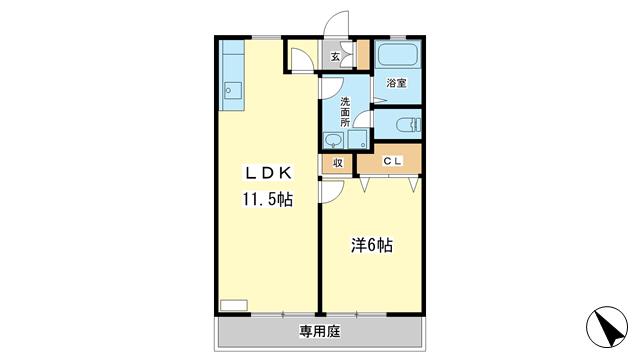 サンライフ森の西(1LDK/2階)の間取り写真