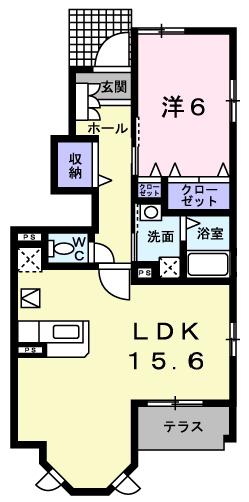 メゾンドカルムB(1LDK/1階)の間取り写真