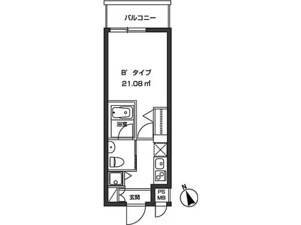 レジディア虎ノ門(1K/7階)の間取り写真
