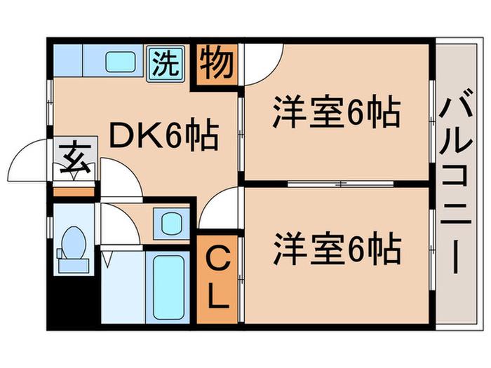 メゾン鈴木(2DK/2階)の間取り写真