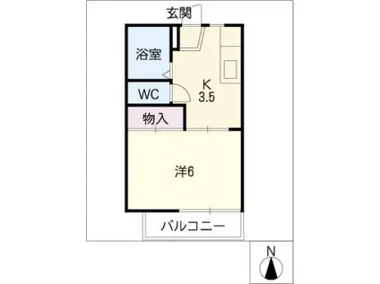 フレグランス大坪C棟(1K/1階)の間取り写真