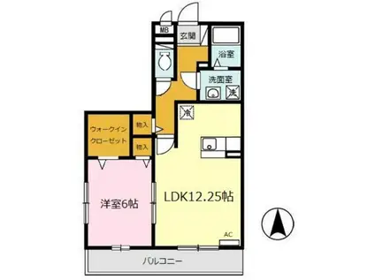 サンテ・レザンジュ A棟(1LDK/1階)の間取り写真