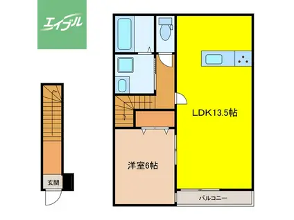 ALLEY-11 B棟(1LDK/2階)の間取り写真