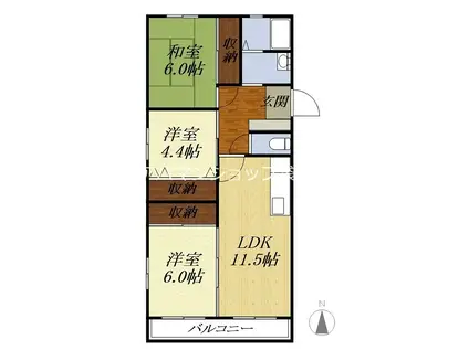 AAI高尾(3LDK/4階)の間取り写真