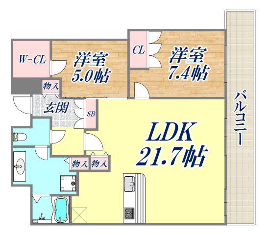 ザ・パークハウス神戸タワー(2LDK/14階)の間取り写真