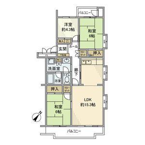 コーポ下鶴間1号棟(3LDK/5階)の間取り写真