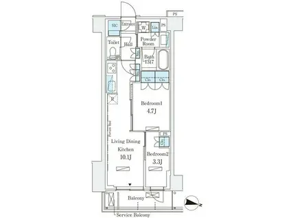 ロイヤルパークス赤羽サウス(2LDK/5階)の間取り写真
