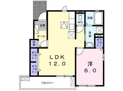 アルカンシエルすいせん(1LDK/1階)の間取り写真