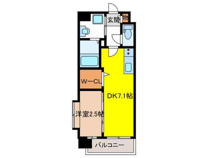 ギャラクシー空港西(1DK/8階)の間取り写真