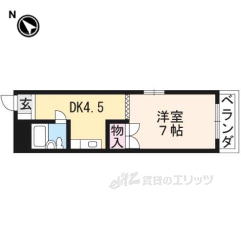 ハイツケイワイ(1DK/2階)の間取り写真