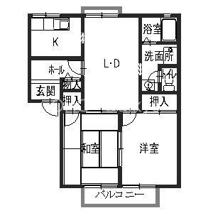 ディアスふじた(2LDK/2階)の間取り写真