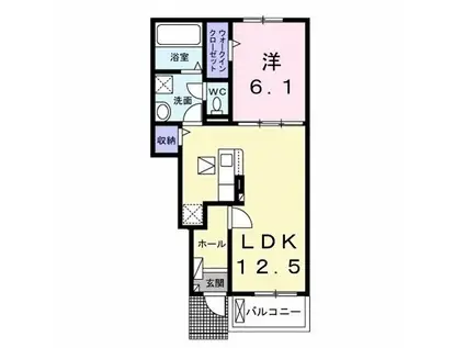 グレイスパークI(1LDK/1階)の間取り写真