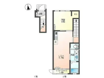 パーチェ(1LDK/2階)の間取り写真