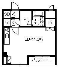 アネックスプラザ6条ビル(ワンルーム/2階)の間取り写真