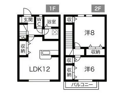 リーズ・アクト(2LDK/1階)の間取り写真