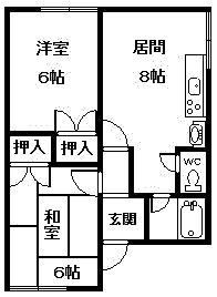 コーポやまこし(2DK/2階)の間取り写真