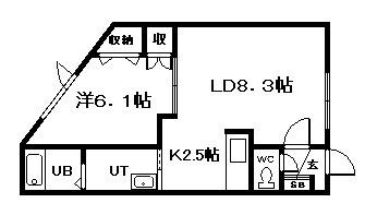 さくらハイツII(1LDK/2階)の間取り写真