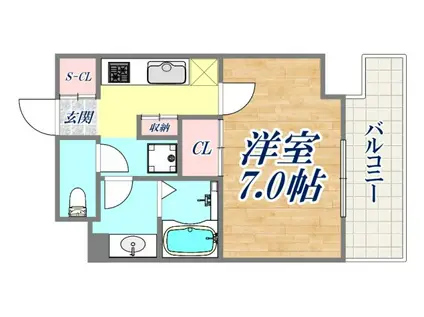 GENOVIA神戸湊川公園(1K/4階)の間取り写真