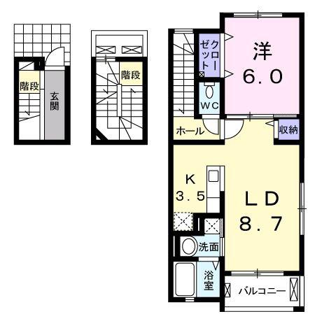 グリーシースプーン(1LDK/3階)の間取り写真