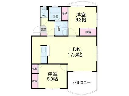 ウイングヒル(2LDK/3階)の間取り写真