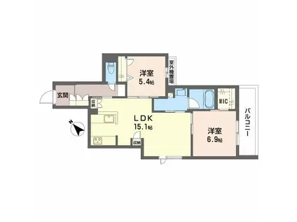 オルキデア クオーレ(2LDK/4階)の間取り写真