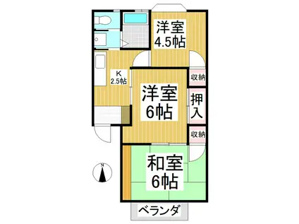 ガーデンハイツちくまB(3K/1階)の間取り写真