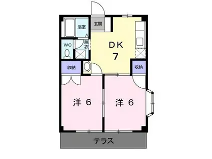 清水コーポ(2DK/1階)の間取り写真