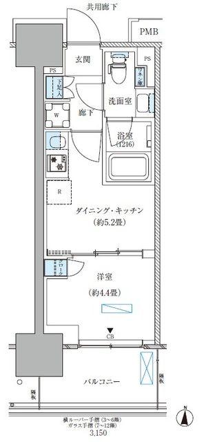 パークアクシス西大島コンフォートスクエア(1DK/11階)の間取り写真
