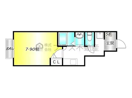 シャトレーヌII(ワンルーム/1階)の間取り写真