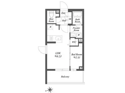 ブランシエスタ用賀(1LDK/2階)の間取り写真