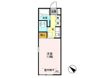 ビオラセア(1K/1階)の間取り写真