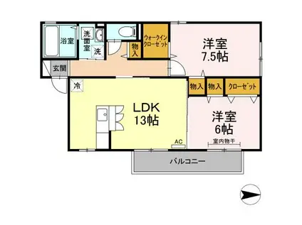 ファインヒル A棟(2LDK/2階)の間取り写真