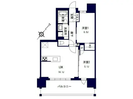 センチュリー千葉みなと(2LDK/4階)の間取り写真