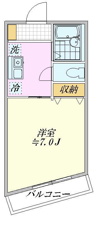 カーサクラウン谷保(1K/3階)の間取り写真