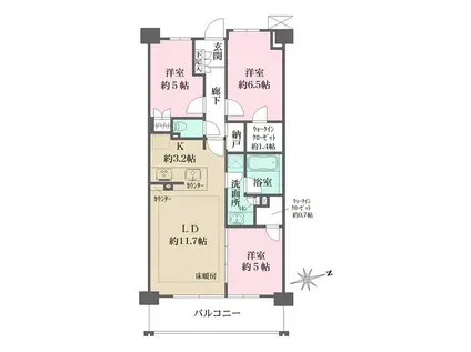 ザ・パークハウス花小金井ガーデンII街区(3LDK/6階)の間取り写真