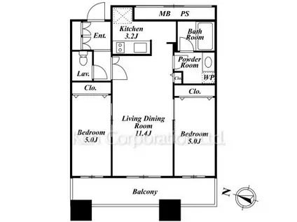 芝浦アイランド エアタワー(2LDK/6階)の間取り写真
