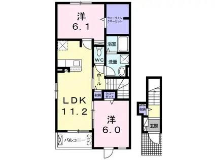 リアンA(2LDK/2階)の間取り写真