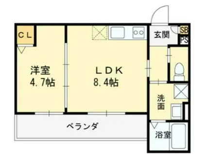 高槻市赤大路共同(1LDK/3階)の間取り写真