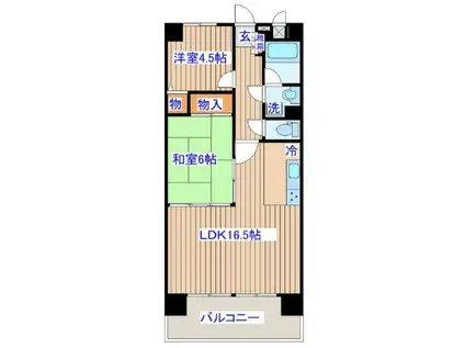 彡朝日プラザ八乙女ロイヤルクレスト西棟(2LDK/3階)の間取り写真