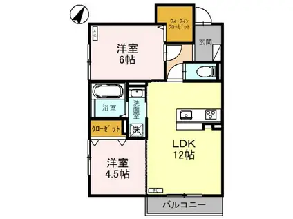 D-RESIDENCE諸江町CORAZON(2LDK/2階)の間取り写真