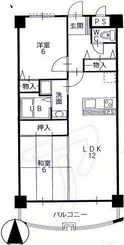 シェリール甲東園(2LDK/3階)の間取り写真