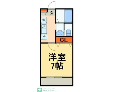 オーキッド津田沼(1K/2階)の間取り写真