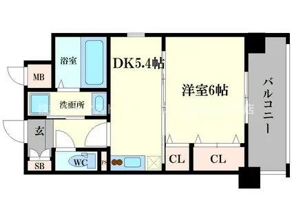 クリスタルグランツ大阪BAY(1DK/2階)の間取り写真