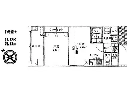 レジデンシャルヒルズ博多サウス(1LDK/4階)の間取り写真