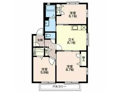 ＪＲ東海道本線 掛川駅 バス乗車時間：28分 最寄りバス停で下車 徒歩8分 2階建 築22年(3DK/1階)の間取り写真