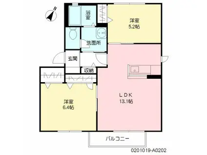 ディアスとも  A棟(2LDK/2階)の間取り写真