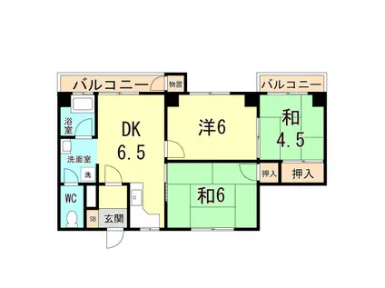 金盃第2ビル高羽荘(3DK/3階)の間取り写真