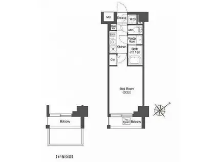 AIFLAT中目黒(1K/3階)の間取り写真