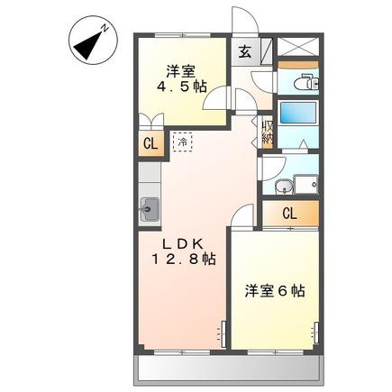 グレース春日(2LDK/2階)の間取り写真