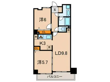 レジディア三軒茶屋II(2LDK/5階)の間取り写真